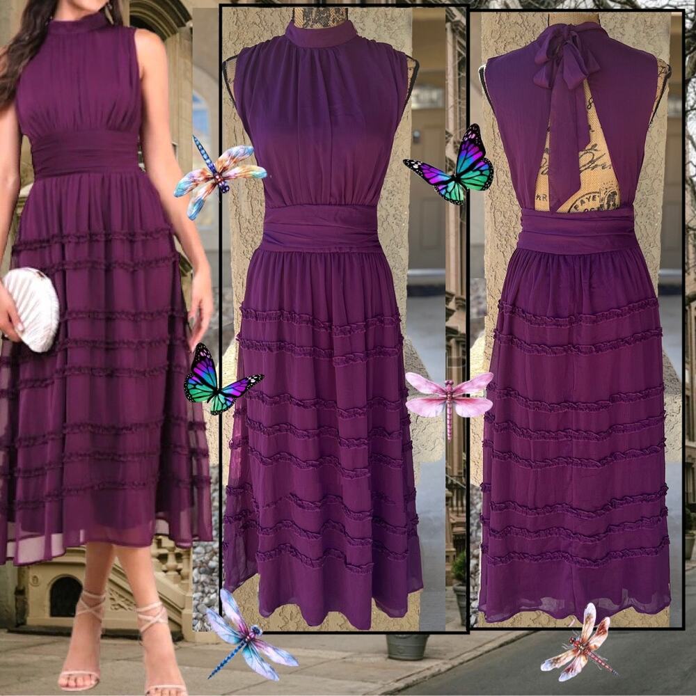 Lulu's Purple Tiered Midi Dress